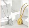Russian Orthodox Cross Necklace Gold Plated Stainless Steel Oval Religious Medallion for Men Women Faith Gift