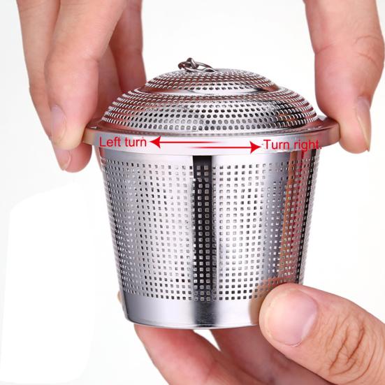 Stainless Steel Loose Tea Leaf Brewing Basket Filter Holder Infuser with Chain