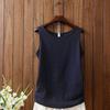 Spring/Summer Women's  Cotton and Hemp Vest T-shirt Loose Bottom Versatile Outer Sleeveless Solid Color Top