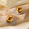 18K Gold Plated Stainless Steel Disc Earrings for Women, Niche High-end Gold and Silver Color Block Titanium Steel Studs