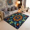 Black Floral Bat 5x7 Area Rug Halloween Bats Living Room Rug | Boho Flowers Rugs for Bedroom, Romantic Plant Gothic Carpet Indoor Floor Mat