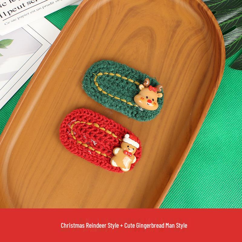 Handmade Knitted Christmas Hair Clips: Cute Santa Claus & Snowman Accessories for Adults and Kids