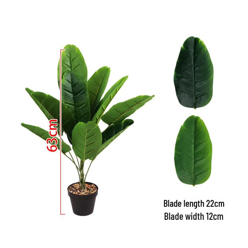 Simulation Traveler's Palm and Bird of Paradise Evergreen Large Potted Plant, 24 Heads, Indoor Floor Standing Bonsai