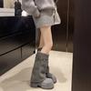 Winter Fashion Platform Women Knee-High Boots Punk Style Slip On Shoes Height Increase Pipe Long Knight Booties