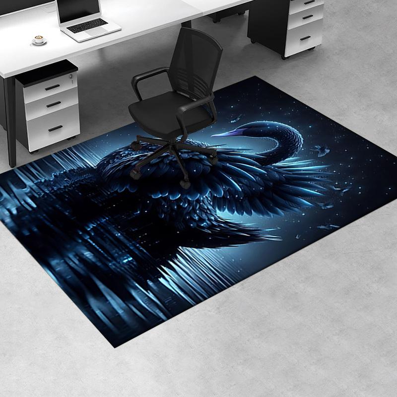 Black Swan Chair Mat: Office Carpet, Oversized Rug for Home Decor, Sofa Mat, Desk Protector, Gift for Office and Living Room