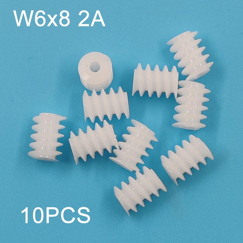 W6x8.5 2A Plastic Worm Gear 0.5M 8mm / 8.5mm Length 6mm Diameter Helical Pinion DIY Model Toy Parts Accessories W6x8 2A
