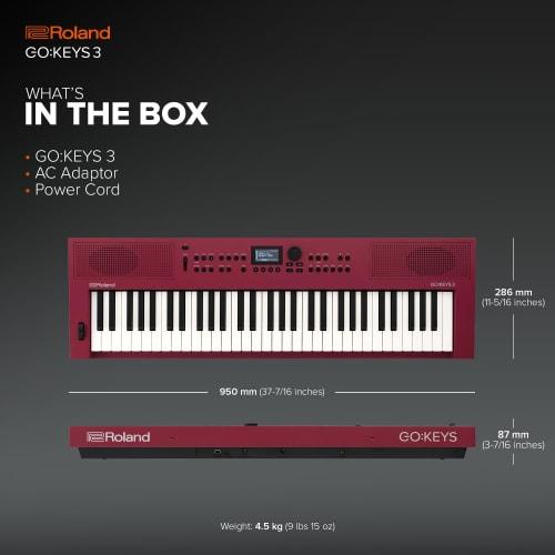 Roland GOKEYS3-RD 61-Key Electronic Keyboard, Dark Red