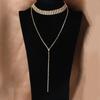 Elegant Multi-Layer Retro Cross Pendant Necklace with Rhinestones for Women