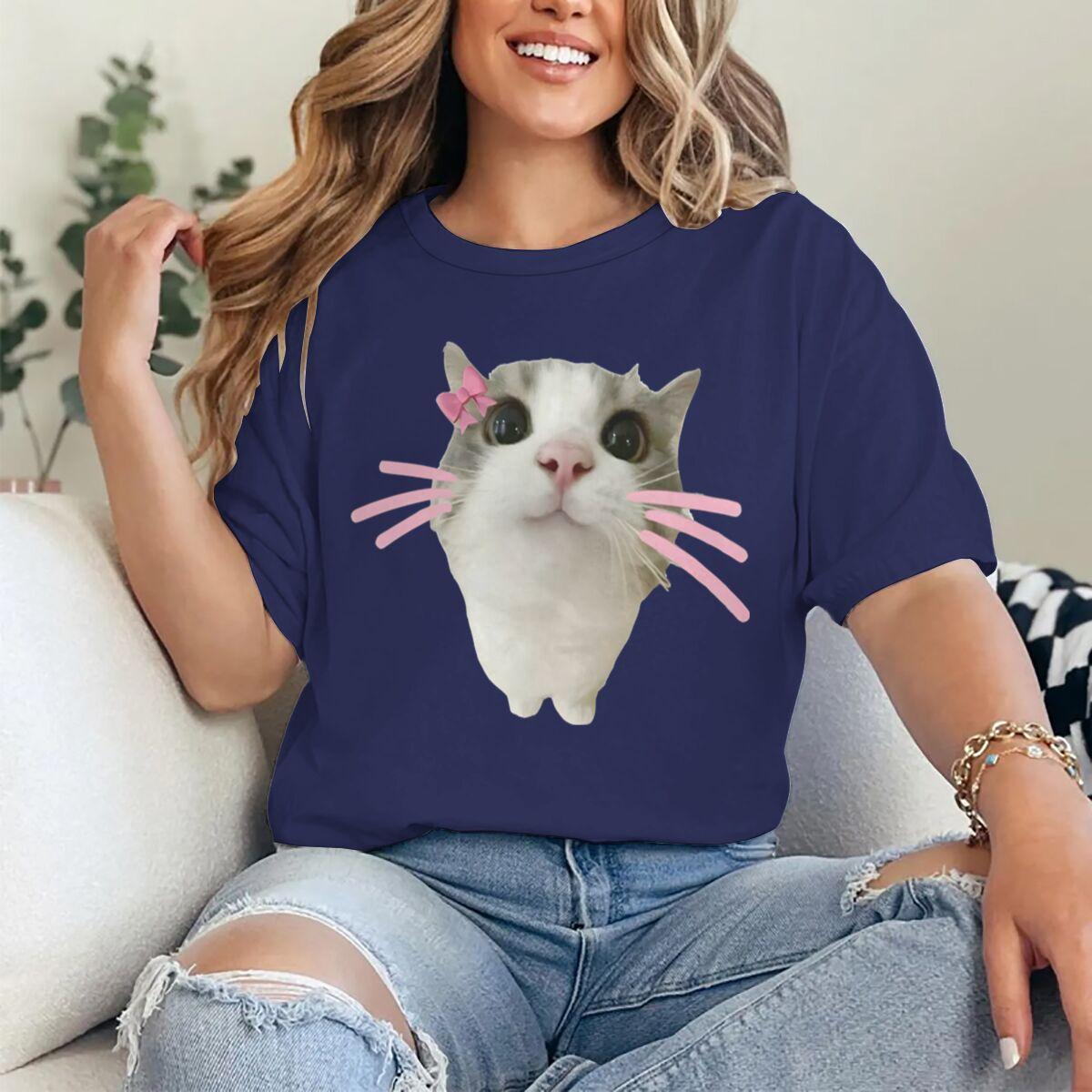 

Funny Cat 3D Print Women Casual Crewneck TShirt Women Unisex Harajuku T Shirts Meme Animal Cat Print Casual Fashion Tshirts S