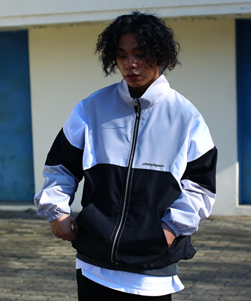 Urban Players New England Oversized Windbreaker Jacket (Grey)