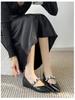 Spring & Autumn Beaded Strap Pointed Toe Mary Jane Shoes for Women