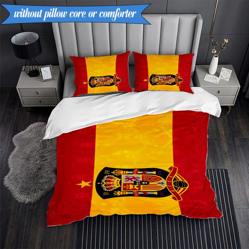 3PCS Spain FC Crest Printed Soft Bedding Set,Including 1pc Duvet Cover And 2pcs Pillowcases Perfect for Bedroom, Dormitory, Fan gift