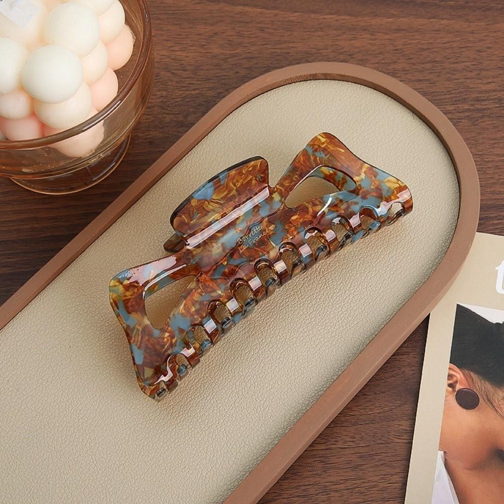 Retro Imitation Acetate Large Size Hair Clip Elegant Strong Hold Bow Hair Clip Solid Vintage Matte Hollow Out Hair Claw