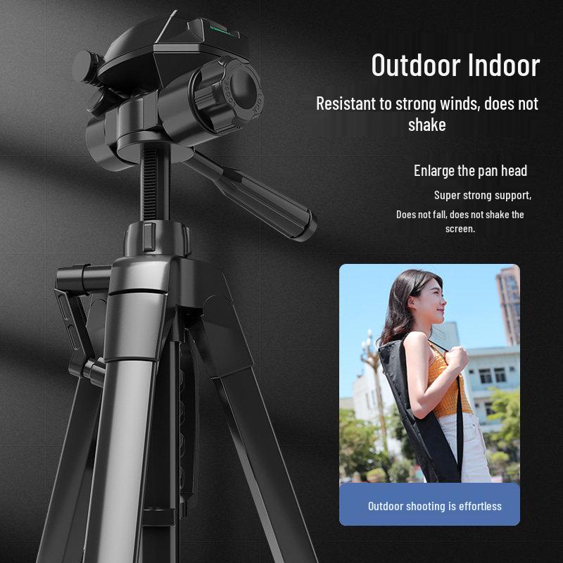 Portable Universal Tripod for DSLR/Mirrorless Cameras with Fill Light, Ideal for Outdoor Live Broadcasts