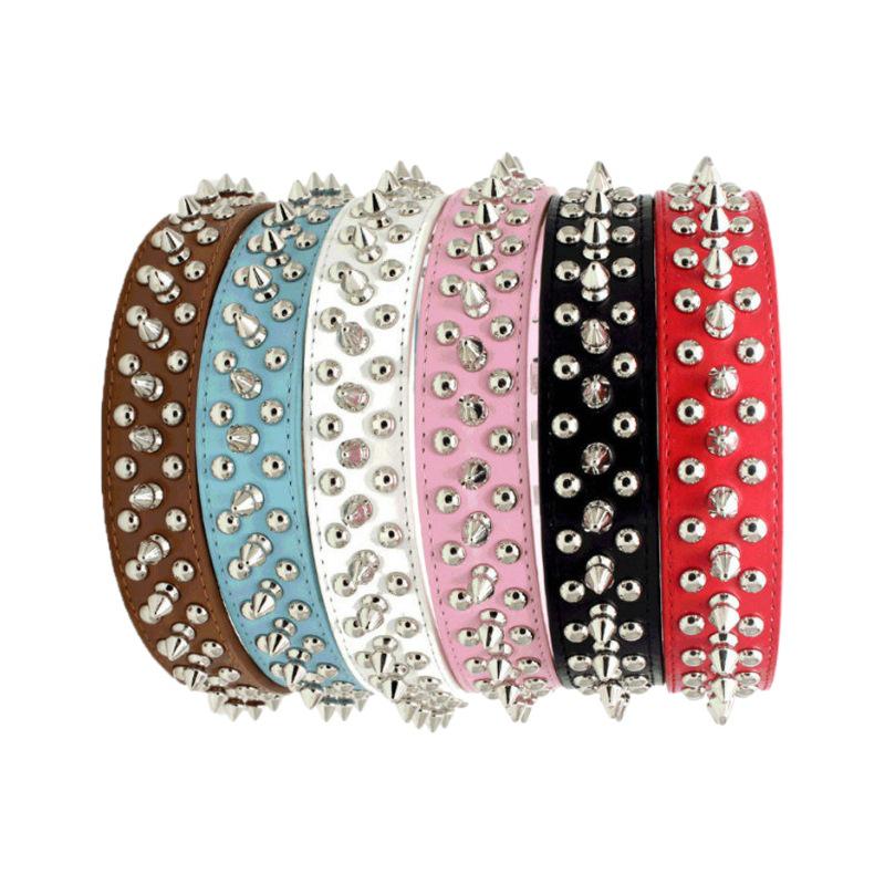 Punk Style Anti-Bite PU Leather Pet Collar with Rivets for Cats and Dogs