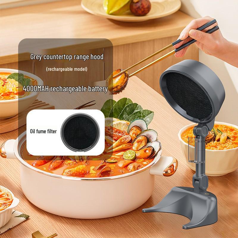Compact Foldable Range Hood: Portable Mini Hot Pot BBQ Gadget with Removable and Washable Fan Blades.