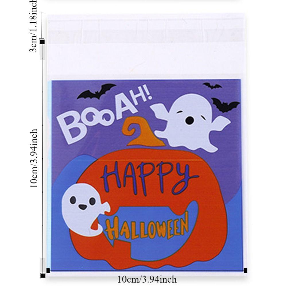 100Pcs/Set 4 Pattern Halloween Candy Bags Self-Sealing Pumpkin Ghost Bat Gift Bags  Kids