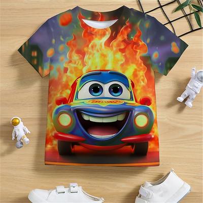2025 Nowe Zabawne Samochody 3D Nadruk Chłopiec Koszulki Dziecięca Koszulka Dla Chłopców Krótki Rękaw Góra T-shirt Ubrania Dla Chłopców Lato