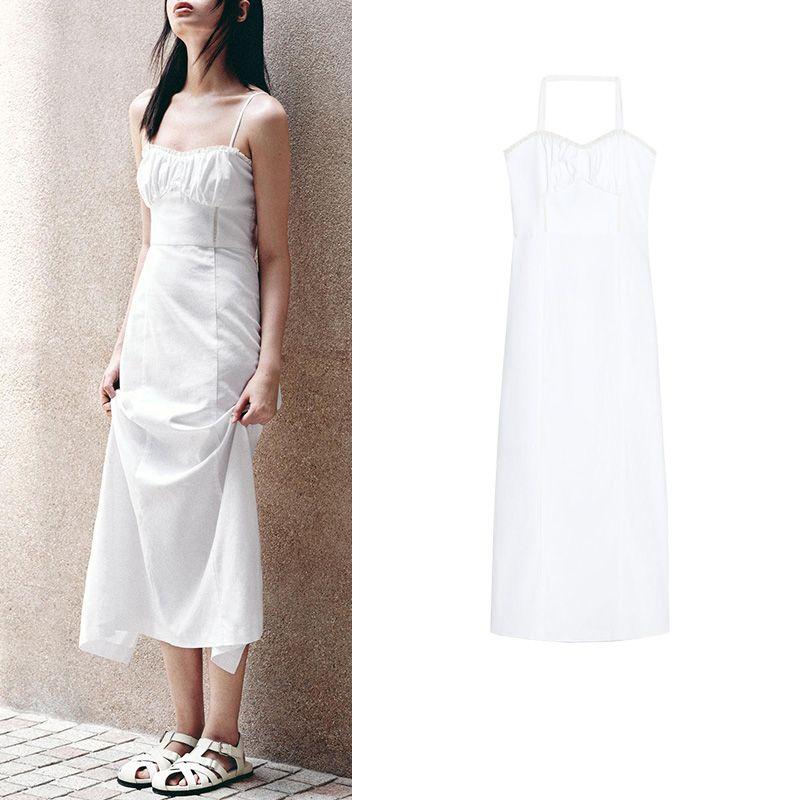 Summer New Women Clothes Linen Blend Corset Girly Style Midi Length Dress 3109723
