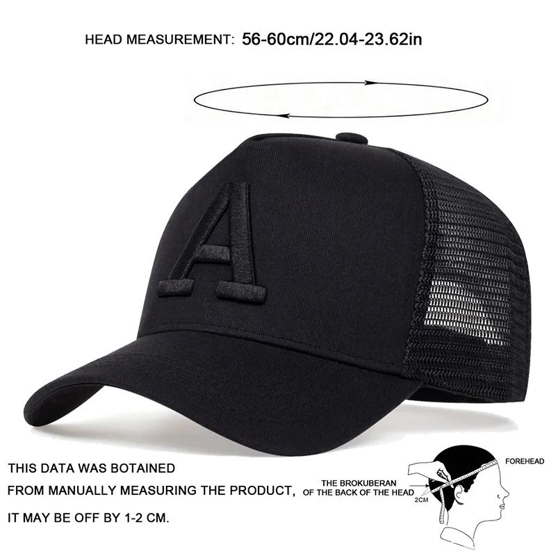 Net Baseball Stitching Embroidered A Lettering Alphabet Neutral Gender Women Men For Caps Spring And Summer Outdoor Adjustable Casual Hats
