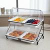 Lidded Food Serving Station Transparent Lids 2-Tier Buffet Serving Stand Rectangular Food Display Stand Particles-Resistant Lids