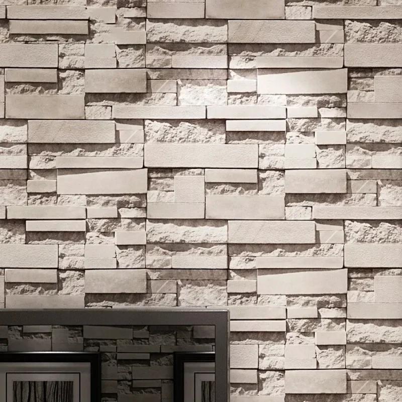 Slate Stone Brick Effect Washable Vinyl PVC Wall Paper Living Room Background Wallcovering Wallpaper Decor Papel De Parede
