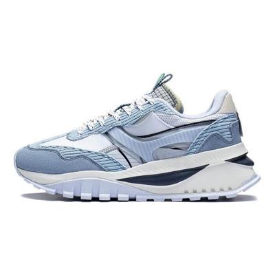 Li Ning Fang Yuan Evo Abriebfeste Höhenerhöhende Low-Top Sport-Freizeitschuhe Damen Sneaker Blau Grau AGCS164-5
