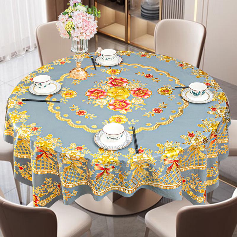 Luxury Waterproof PVC Tablecloth: Oilproof, Anti-scald, Wash-free Round Design for Hotels and Homes