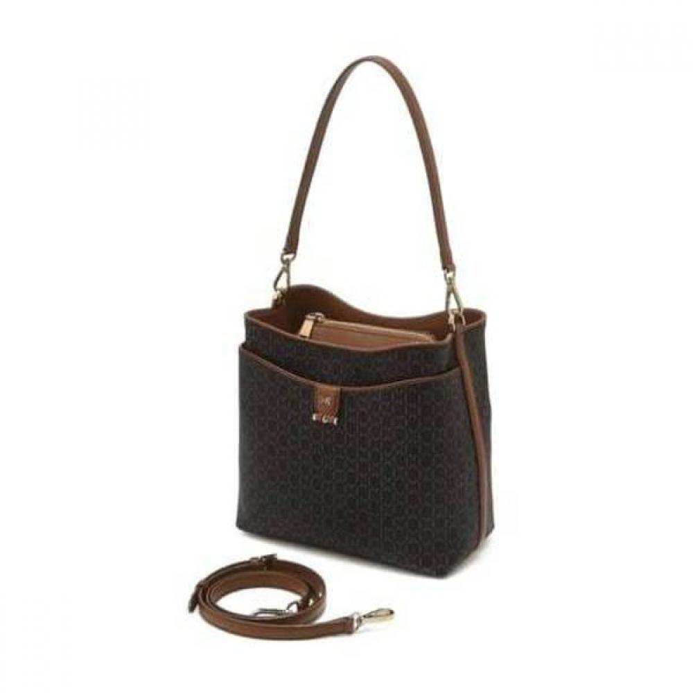 Daks Brown Dd Pattern Logo Decorated Leather Bucket Bag Dcba6f872w3