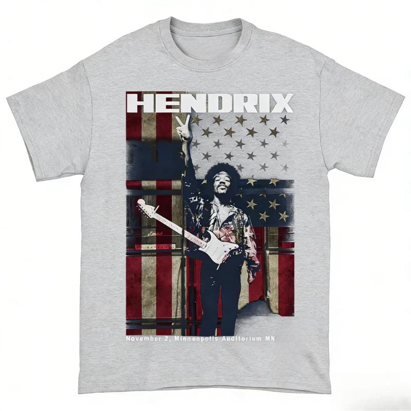 Singer Jimi Hendrix Unisex Tshirt Minneapolis Auditorium Album Graphic Women Unisex Hip Hop Y2k Fashion Shirt 2026 Summer Fashion
