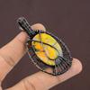 Natural Bumblee Bee Jasper,Moonstone Stone Copper Wire Wrap Pendant 2.76" J4J13