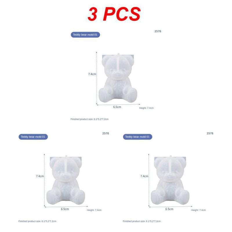 1~10PCS Smiling Teddy Bear Silicone Candle Mold 3D Animal Soap Resin Craft Plaster Making Kit Handmade Mold Home