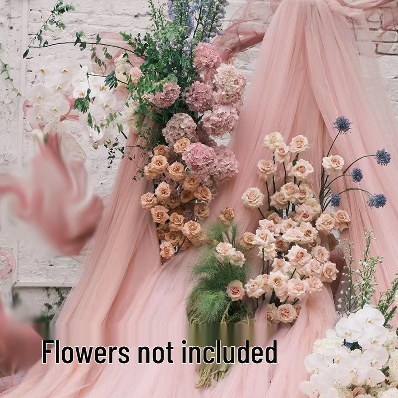 Light Pink Cherry Blossom Gauze Curtain with Pink Jade and Pink Bean Paste Highlights - Swiss Mosquito Net Yarn for Beauty Salon Ceiling.