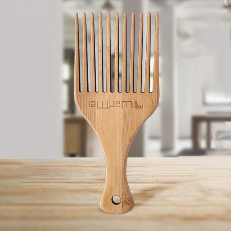Anti-static Natural Bamboo Hair Pick Comb Scalp Massage Long Tooth Detangling Combs Afro Hair Lift Styling Accessories