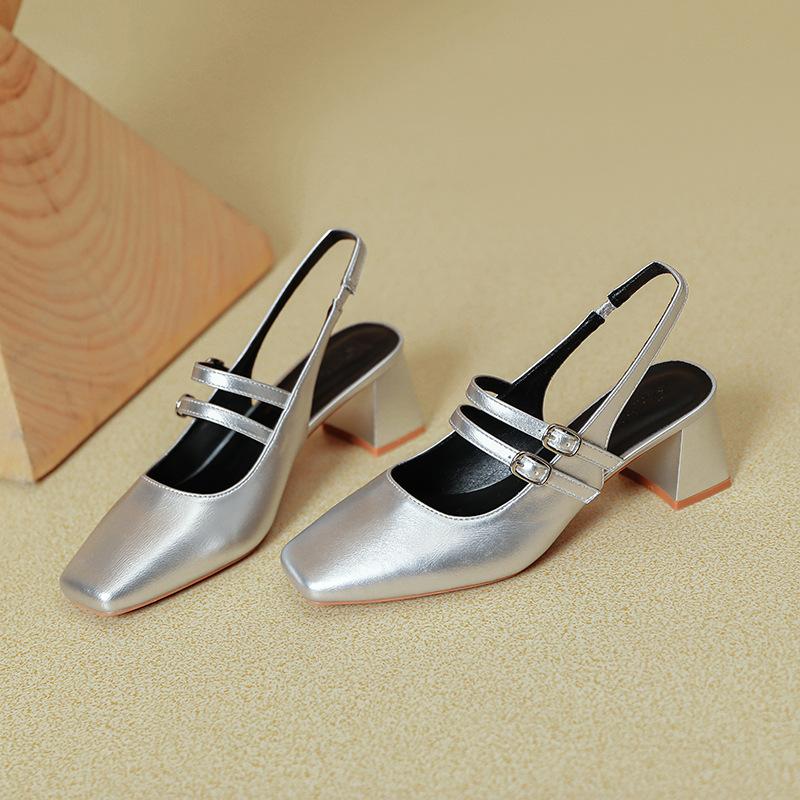 

Босоножки Baotou женские туфли Мэри Джейн новая одинарная перемычка высокий каблук толстый каблук квадратный носок одинарные туфли 40