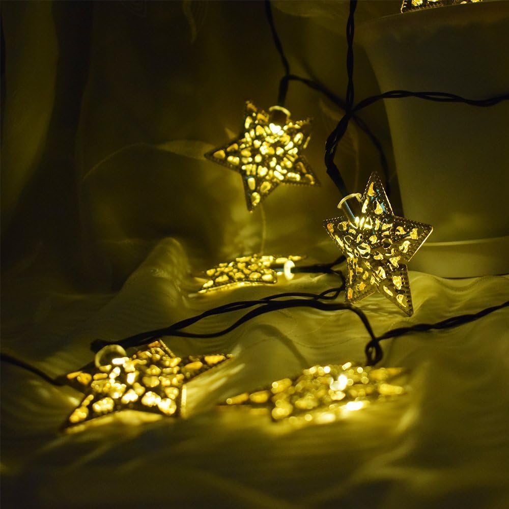 Hann Solar LED Star String Lights 12ft 20LED Decoration Light for Garden, Yard, Home, Landscape Festival Halloween Christmas Party Wedding Tree (20