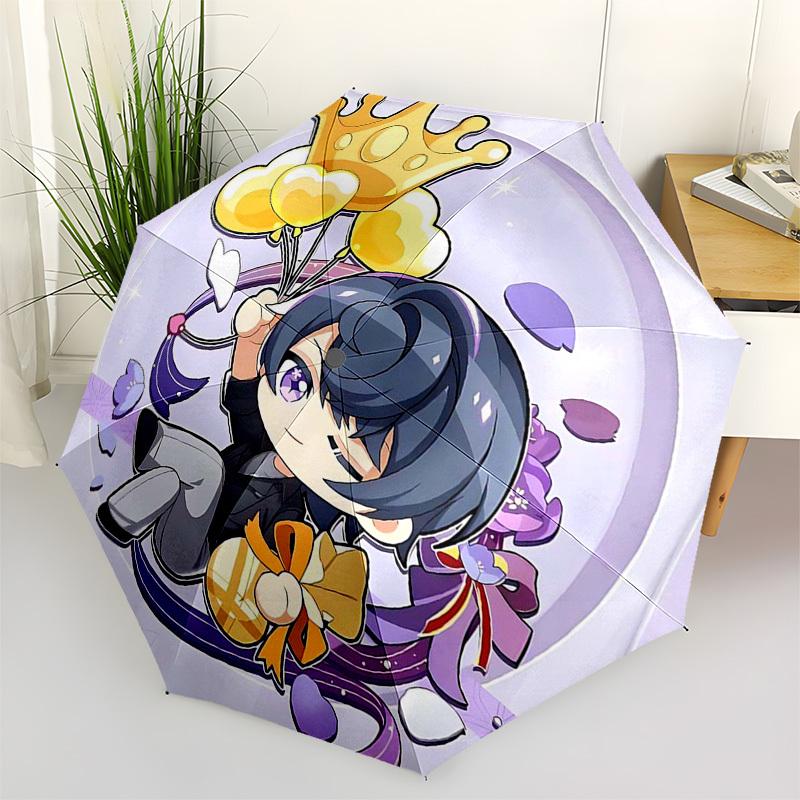 

1pc Outdoor Umbrella with Cute Anime Character Design - Automatic Opening/Closing, Portable 3-Fold Design, 8-Rib Iron Frame - Perfect Gift for Fa