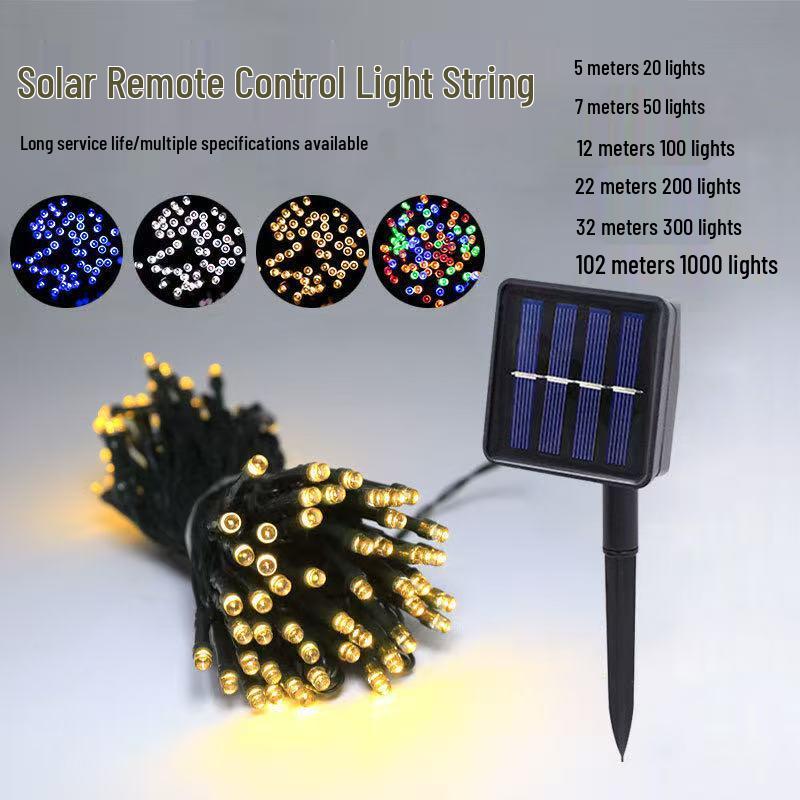 Outdoor Waterproof Colorful LED Solar String Lights for Courtyard and Fence