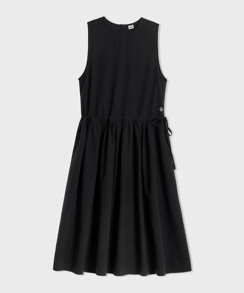 Belloel Black Dress With Waist Shirring Details