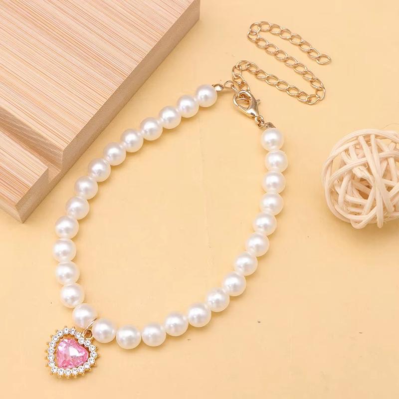 Princess Style Pet Pearl Collar for Dogs Cats-Cute Adjustable Jewelry Accessory for Puppy Kitten Chihuahua Perfect Wedding Gift