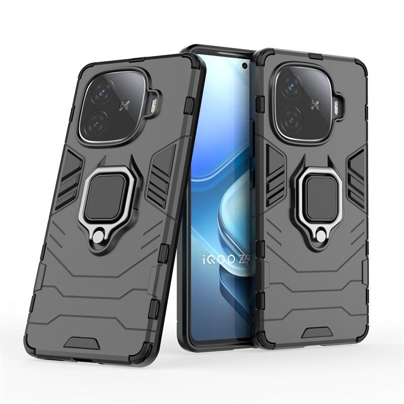 Applicable to VIVO IQOO Z9Turbo + Black Panther mobile phone case IQOOZ8 bracket IQOOZ7 anti-drop protective case