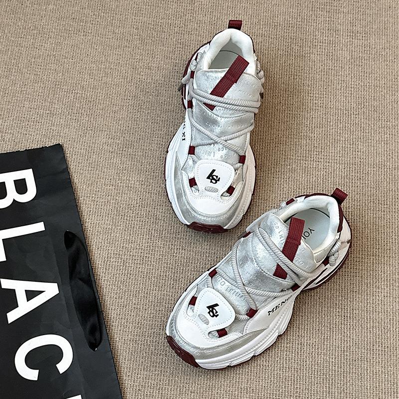 

Fashion versatile platform German training shoes color matching leather surface heightening dad shoes autumn and winter comfortable casual girls sp 40