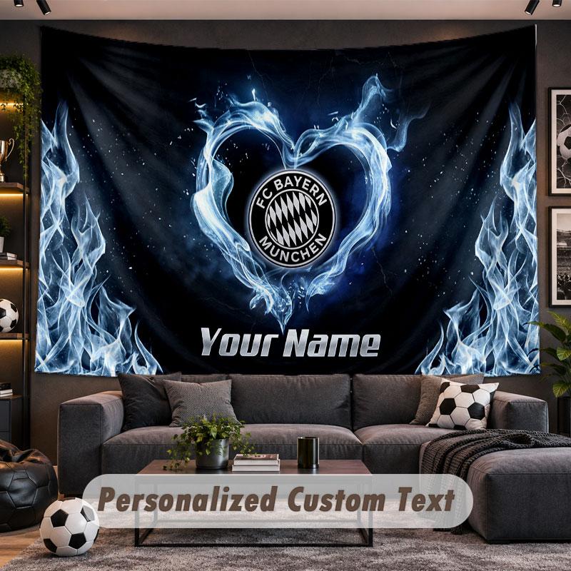 Wall Hanging Tapestry Custom NameBayern Munich Pattern Personalized Printed Fabric Wall Decor