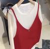 Spring and Summer New Korean Candy Color Short Knitted Small Suspender for Women, Small Man Stacking Artifact Age-reducing Vest for Women