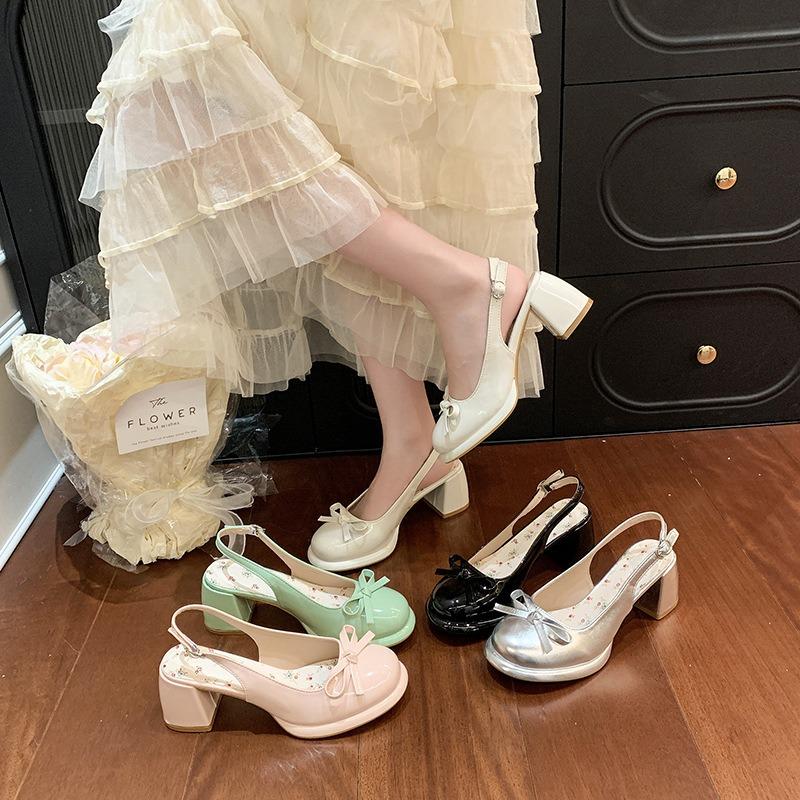Coarse heel bag head single shoes women's summer new with skirt bow high heel fashion sandals