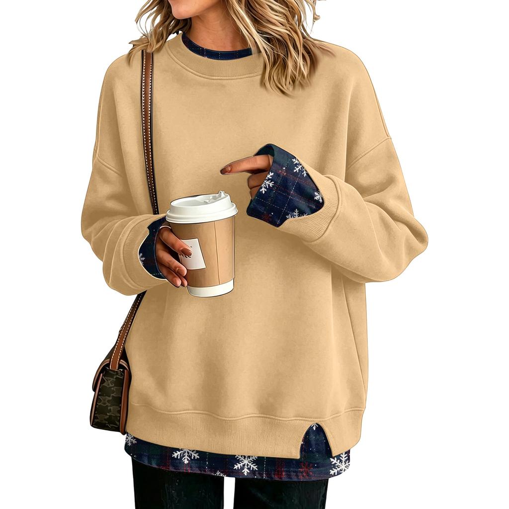 Women's Casual Printed Long Sleeve Sweatshirt Loose Fit Pullover Top