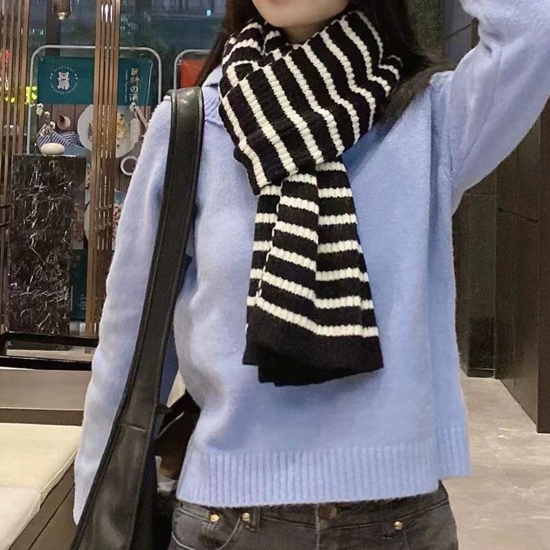 

Осенне-зимний вязаный женский полосатый шерстяной нагрудник для пар