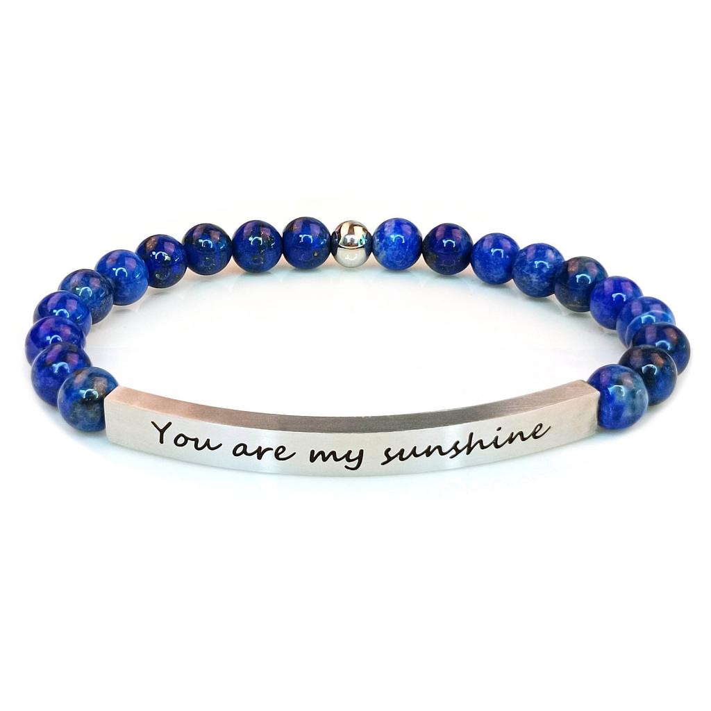 6Mm steel ball obsidian powder chalcedony stainless steel elbow lettering aquamarine bracelet