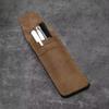 Vintage Leather Pen Case Pocket Pen Pouch Pen Sleeve Mini Stationery Organizer Bag For Students Office Women Men Business Travel