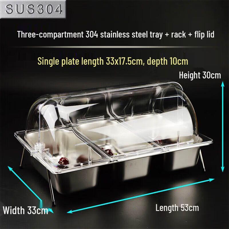 Qiuciao Stainless Steel Buffet Display Tray with Lid